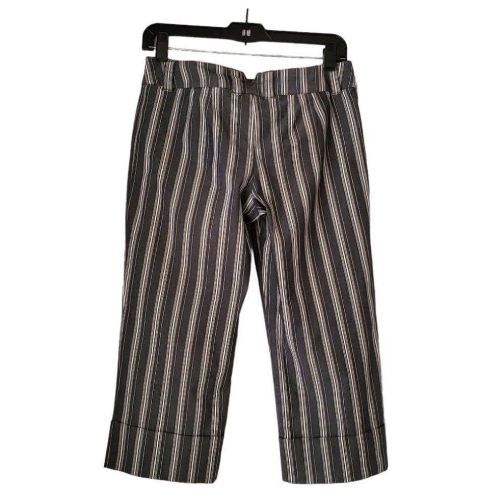 Ann Taylor Loft Striped Cuffed Crop Pants | Like New | 2P | Charcoal White - Picture 5 of 16